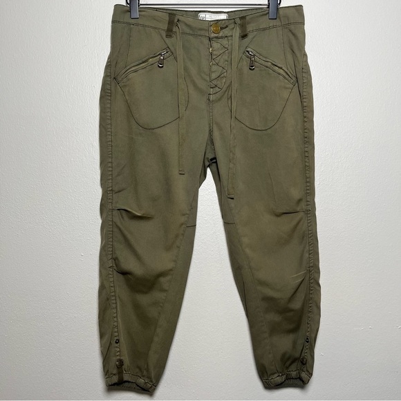 Free People Women‎ Pants 0 Army Green Capri Cargo Relaxed Gorpcore Outdoor - Picture 1 of 10